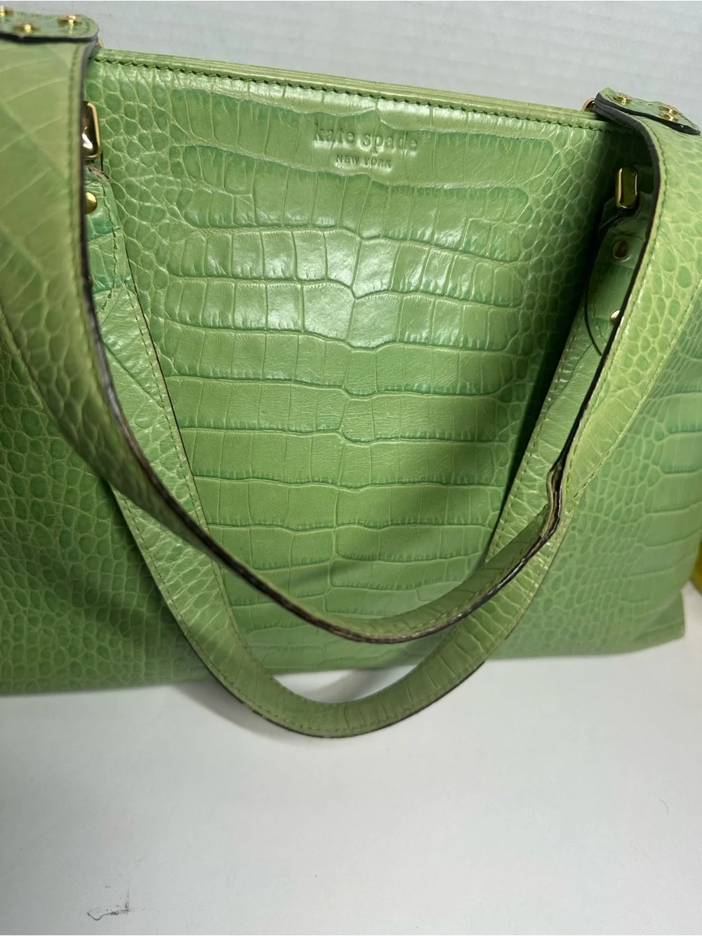 kate spade Light Green Croc-Embossed Tote